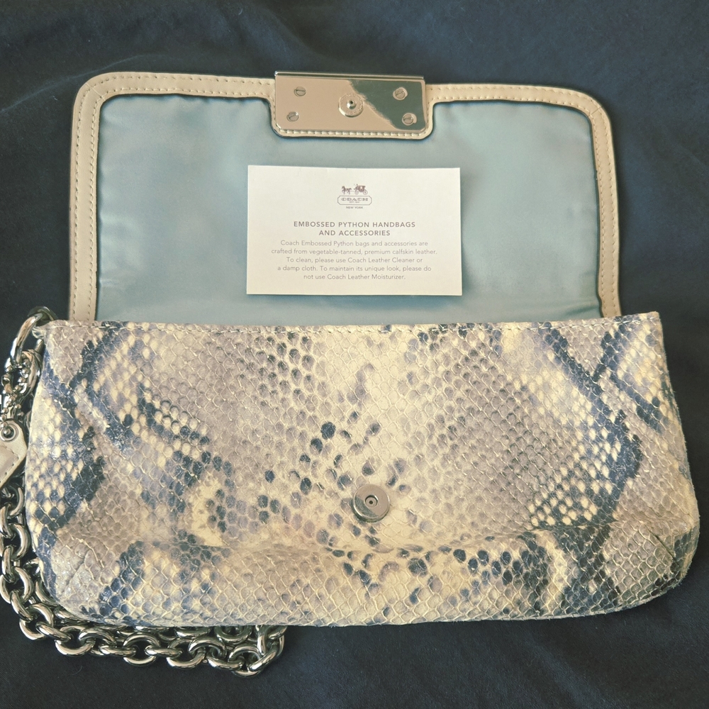 Coach Embossed Python Clutch With Coin Purse - image 6